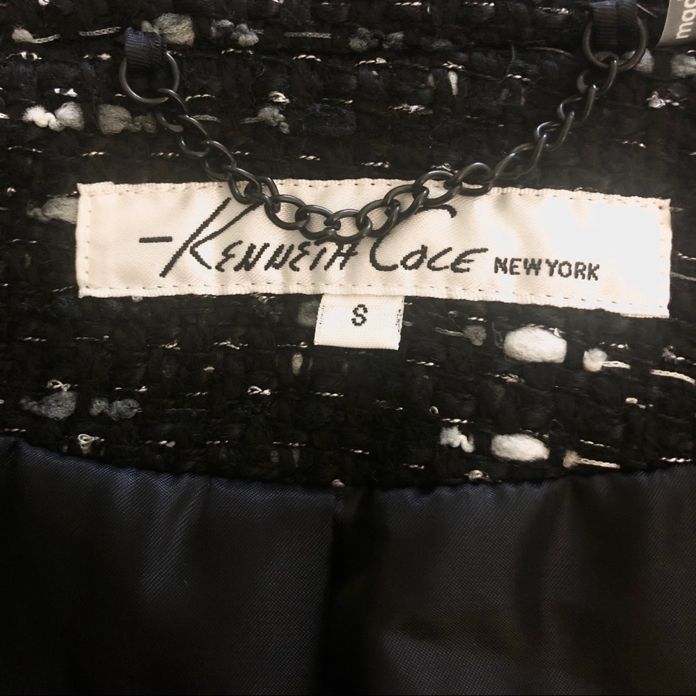 KENNETH COLE Coat Wool Ribbon Tweed Button - Picture 10 of 14